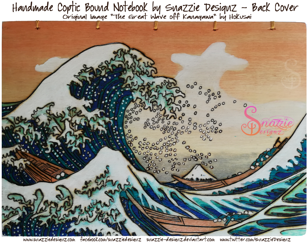 The Great Wave Coptic Bound Book by snazzie designz