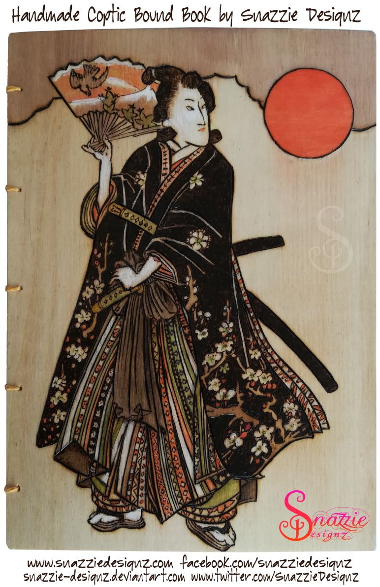 Samurai Girl Coptic Bound Book by snazzie designz
