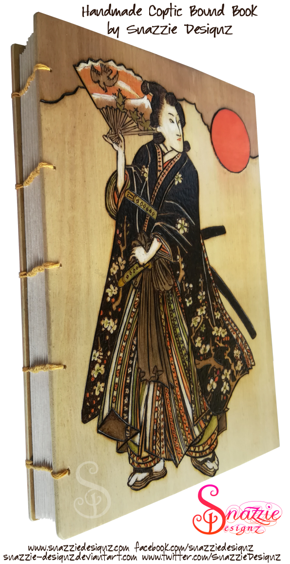 Samurai Girl Coptic Bound Book by snazzie designz