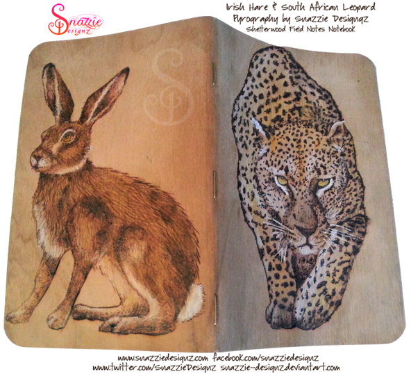 Leopard and Hare Pyrograph Field Notes Notebook