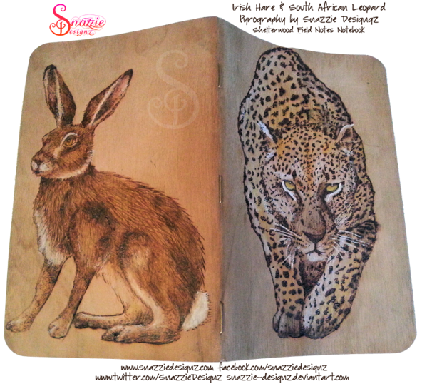 Leopard and Hare Pyrograph on Field Notes Notebooks Leopard and Hare Pyrograph Field Notes Notebook