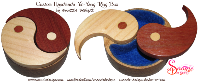 Handmade One-off Wooden Yin-Yang Wedding Ring Box by snazzie designz