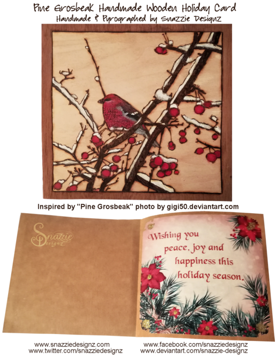 Pine Grosbeak Holiday card Project 2018 by snazzie designz