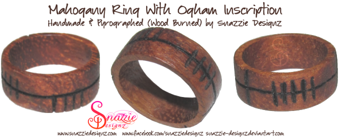 Handmade Mahogany Ogham Ring
