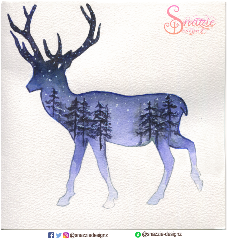 Handmade Deer Winter Card by Snazzie Designz