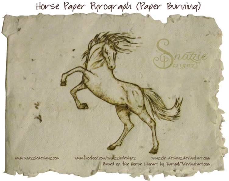 Horse Pyrograph on Paper by snazzie designz