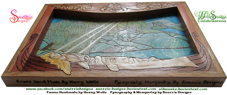 The Lady of Shalott  Handmade Frame and Pyrograph Bottom by snazzie designz