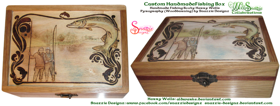 Fishing Box Woodburning Pyrograph